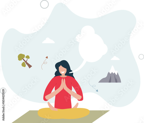 Breathe in air as healthy mindfulness practice for calm.Meditation with easy breathing for inner energy focus and stress control.human life.