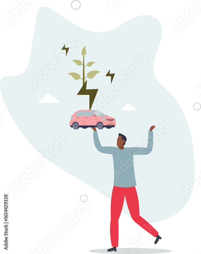 Sustainable transport concept .showing benefits of electric transportation.human life.