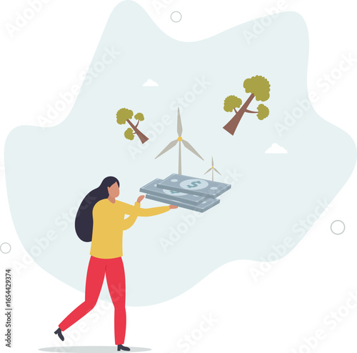 presenting way to reduce CO2 emission footprint through carbon offset, credit and forest conservation.human life.