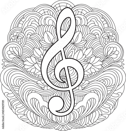 mandala Elegant treble clef amidst intricate mandala pattern