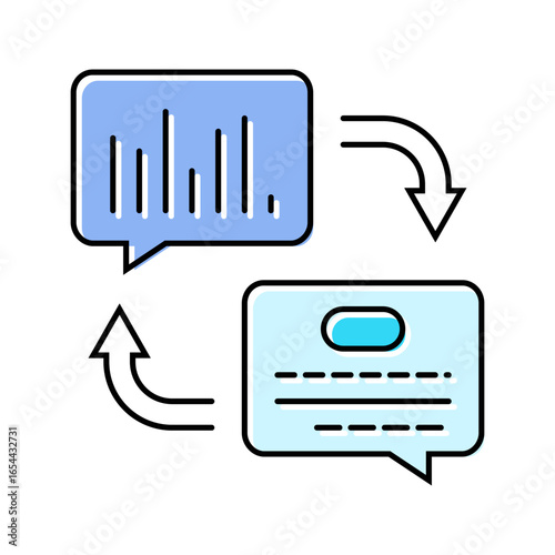 text speech wave nlp color icon vector illustration