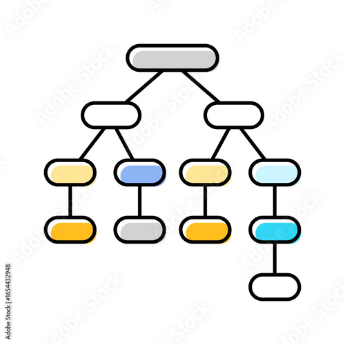 syntax tree nlp color icon vector illustration