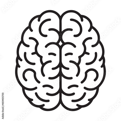 Black outline of human brain viewed from above mind