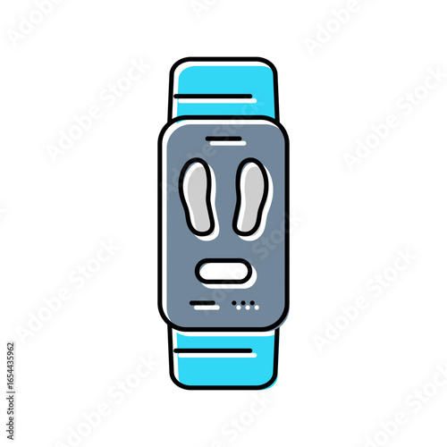 wristband step counter wearable fitness color icon vector illustration