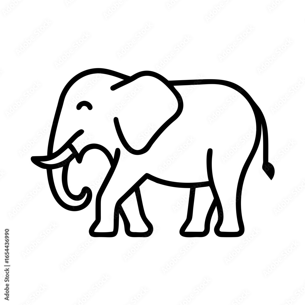 Fototapeta premium Cute vector icon of a smiling elephant perfect for animal-related designs or educational materials
