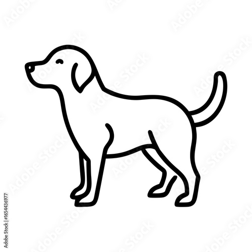 Simple vector icon of a standing dog designed for various graphic applications and digital projects
