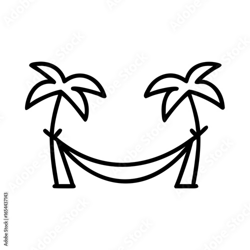 Relaxing hammock between palm trees in a tropical setting for leisure and tranquility