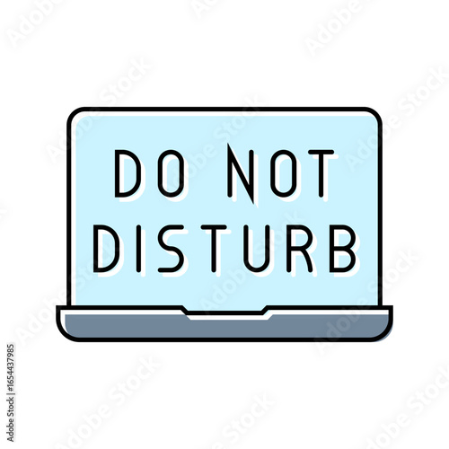 laptop do not disturb mindful tech color icon vector illustration
