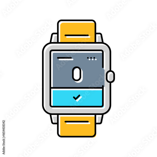 smartwatch breathing exercise tech color icon vector illustration