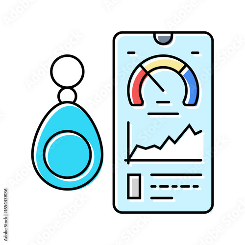 stress monitor health tech color icon vector illustration