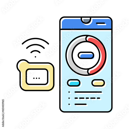 smart insulin pump health tech color icon vector illustration