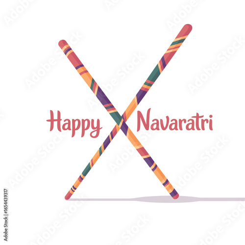 Happy Navratri Traditional Dandiya Dance Stick Celebration