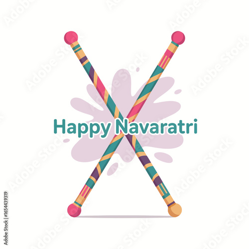 Happy Navratri Traditional Dandiya Dance Stick Celebration