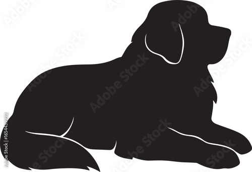 Black Newfoundland dog silhouette majestic canine breed vector illustration