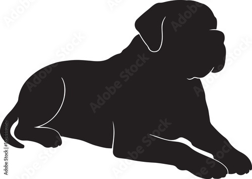 Black silhouette of a calm dog lying down vector