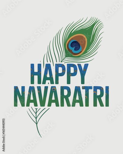 Happy Navratri Peacock Feather Festival Celebration