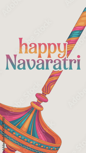 Happy Navratri Traditional Dandiya Dance Stick Celebration