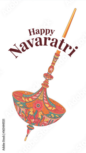 Happy Navratri Traditional Dandiya Dance Stick Celebration