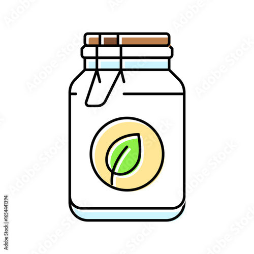 glass jar leaf sustainable beauty color icon vector illustration