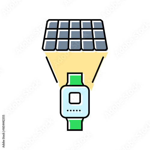 solar powered fitness tracker outdoor color icon vector illustration