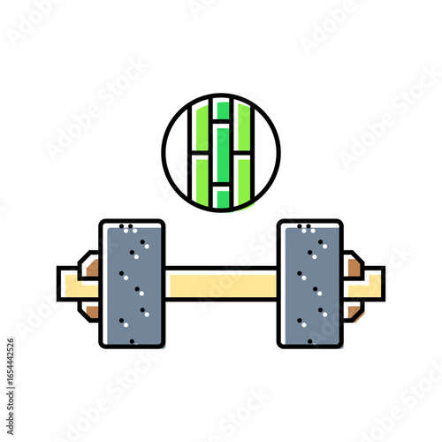 bamboo wood exercise tools outdoor fitness color icon vector illustration