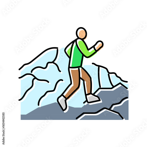 mountain trail running outdoor fitness color icon vector illustration