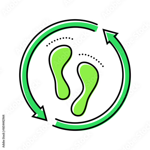 nature footprints green arrows sustainable fitness color icon vector illustration