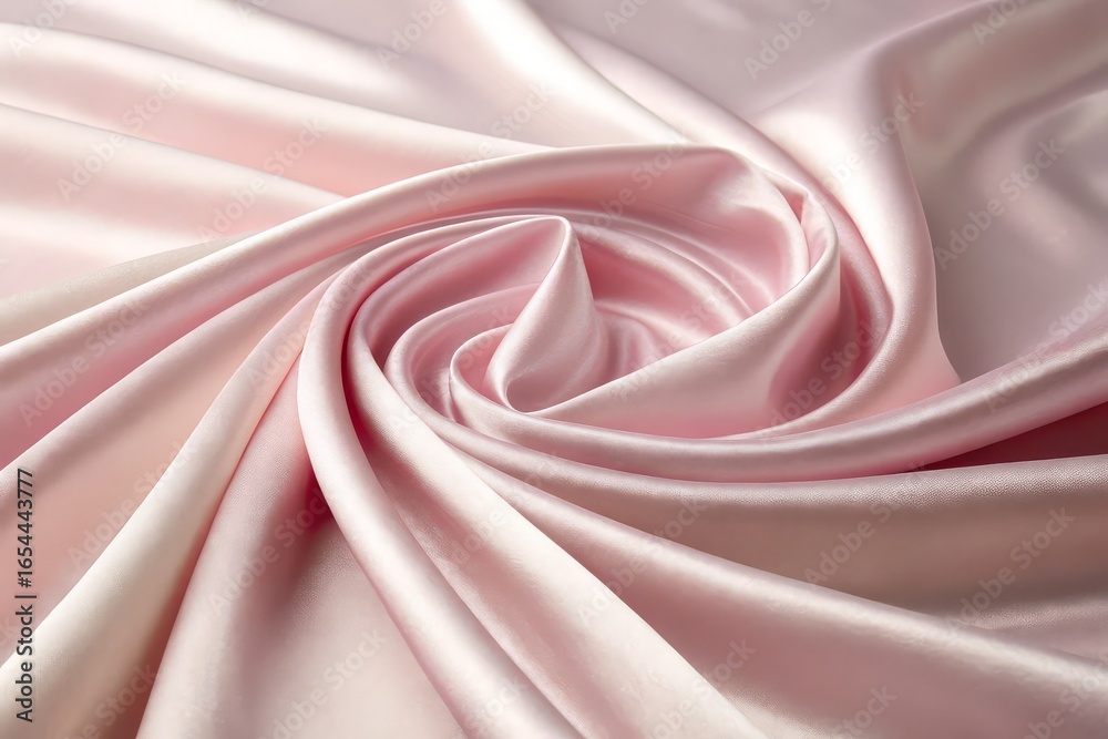 Obraz premium Elegant pastel pink silk fabric with delicate roses.