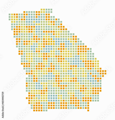 Georgia dotted map. Digital style map of the state on white background. Georgia shape with square dots. Colored dots style. Large size squares. Classy vector illustration.