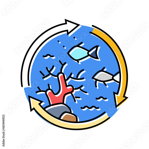 marine ecosystem world ocean color icon vector illustration