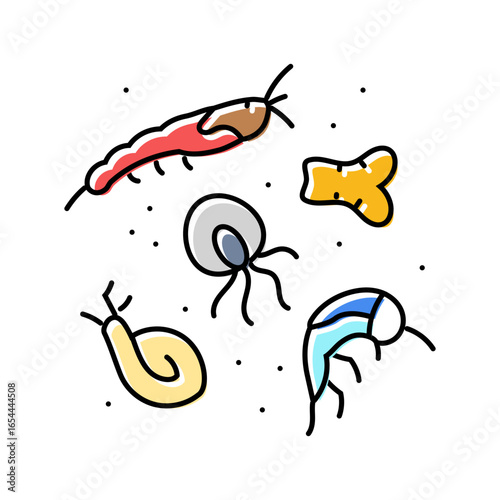 plankton world ocean color icon vector illustration