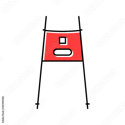 slalom gate mountain skiing color icon vector illustration