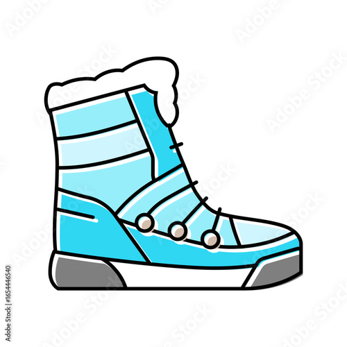 insulated winter boots footwear tourism color icon vector illustration