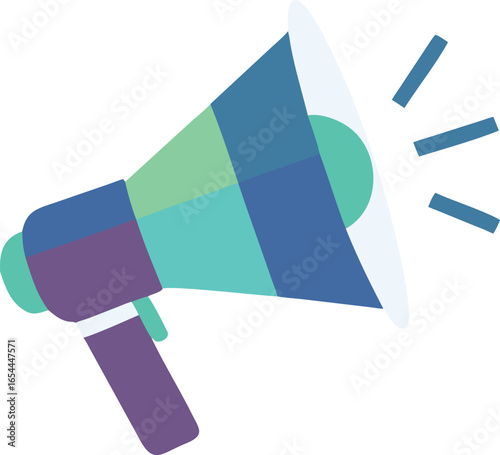 Colorful Geometric Megaphone Illustration with Sound Waves bullhorn announcement