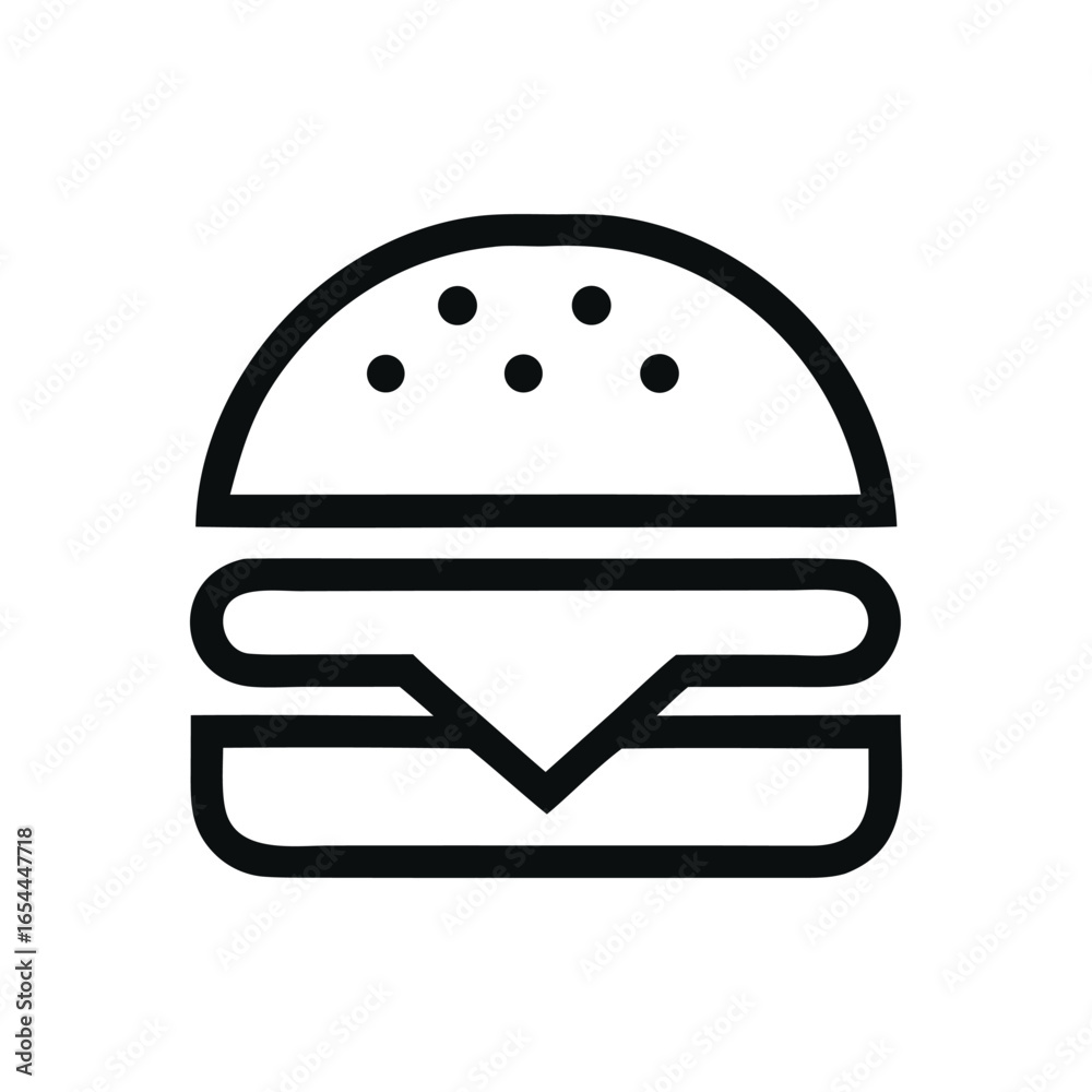 Naklejka premium Vector art of simple line art icon of a hamburger isolated on white background