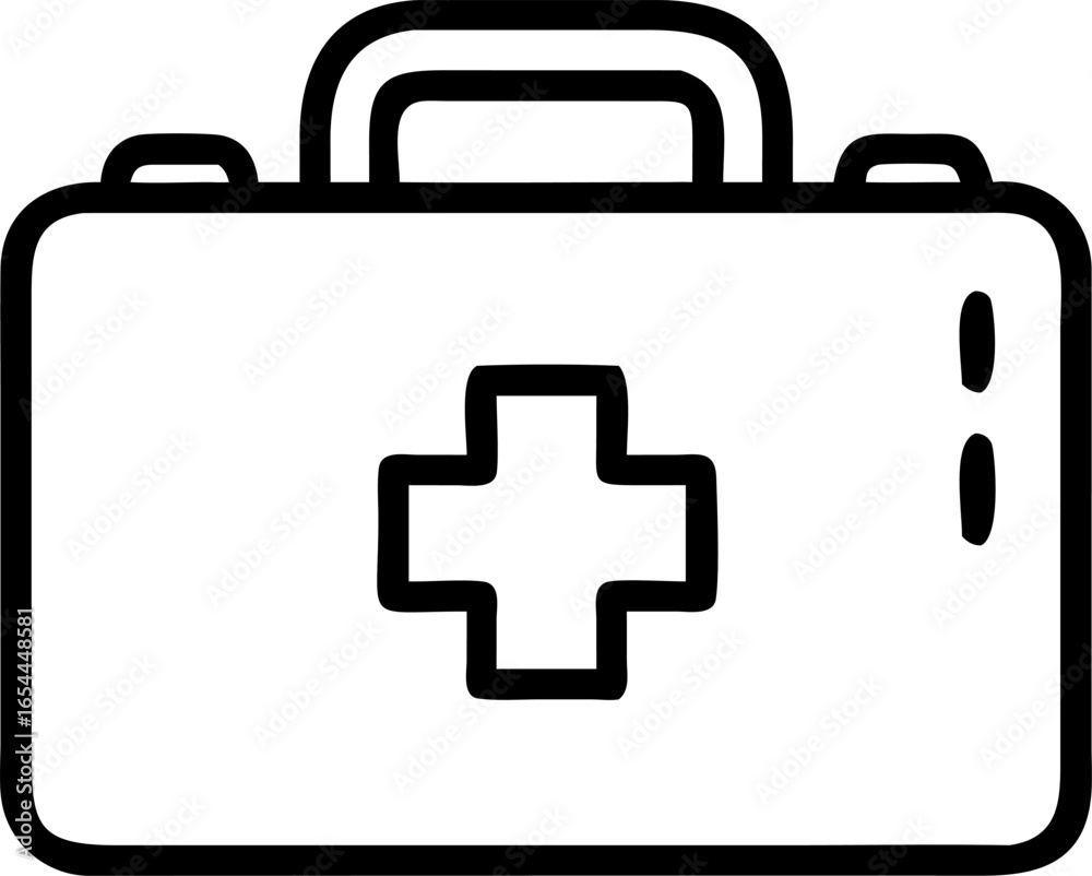 Obraz premium first aid kit vector icon on white or transparent background. medical or healthcare icons items Stroke icon collections. Editable Stroke icon collection Outline icon.