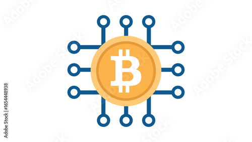 Cryptocurrency Blockchain and Bitcoin Digital Finance Illustration