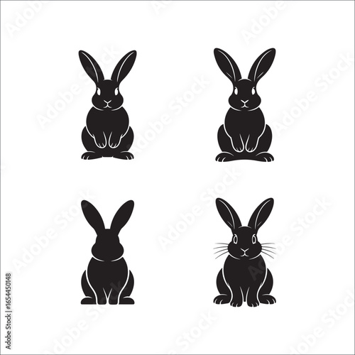 A cute vector illustration set of cartoon rabbits and a bunny for a spring or Easter holiday design