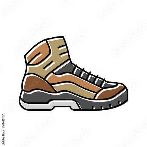 lightweight hiking boots ultralight hiking color icon vector illustration