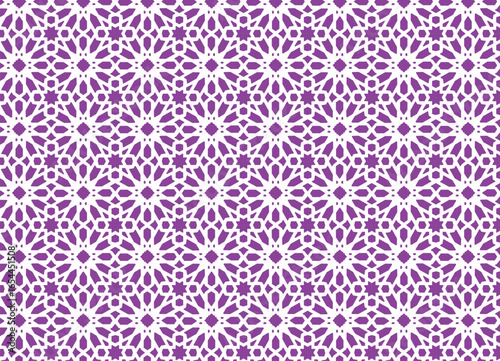 Elegant Seamless Purple Islamic Arabic Geometric Vector Patterns