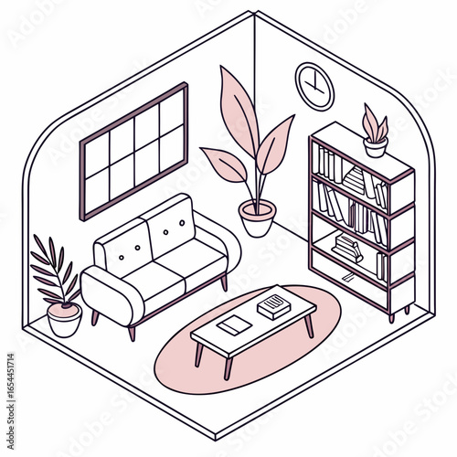 sketch of a Dinning  with a window