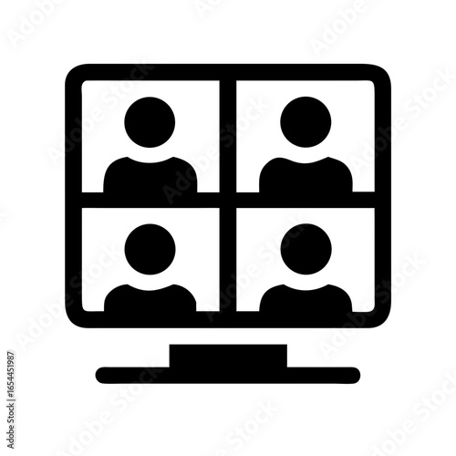 silhouette online meeting hand drawing icon for web and graphic design