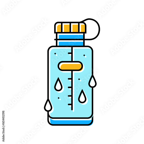 hydration bottle droplets recovery wellness color icon vector illustration