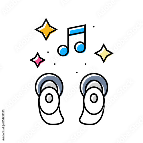 earbuds playing soothing sounds color icon vector illustration