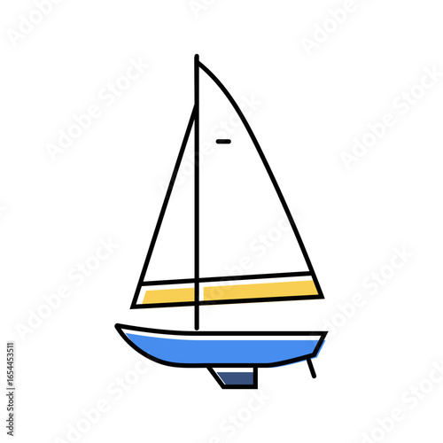 keelboat modern sailing sport color icon vector illustration