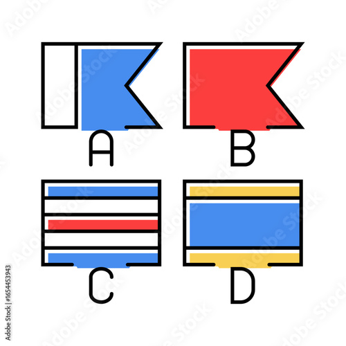 nautical flag sailing sport color icon vector illustration