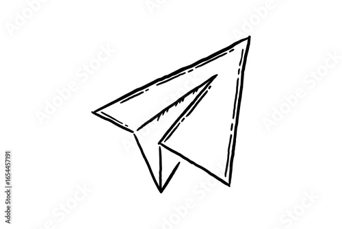 Paper airplane origami line hand drawn icon sketch vector illustration