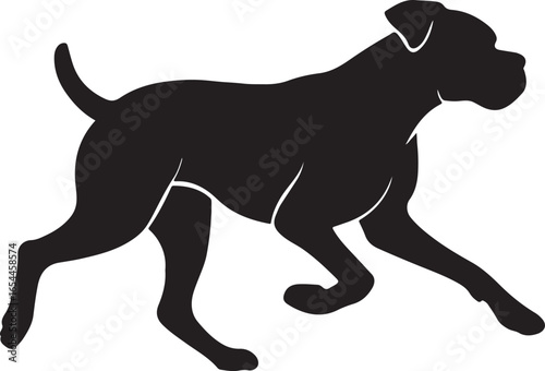 Sleek Boxer Dog Silhouette in Dynamic Running Pose Illustration