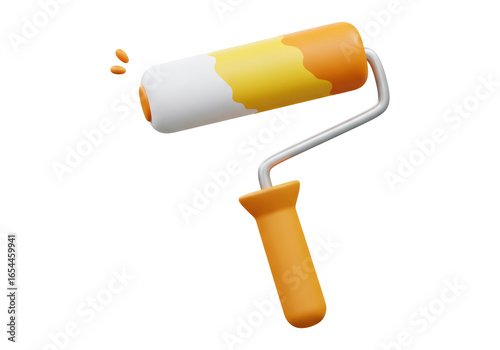 Orange Paint Roller Illustration With White And Yellow Color For Painting Work