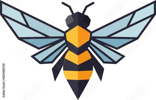 Geometric Bee Illustration on Black Background